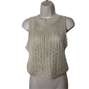 Animari gold tan crochet tank top sz M